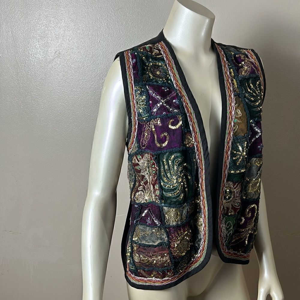 Beautiful Carla Freeman Sequins Patchwork Vest Si… - image 3